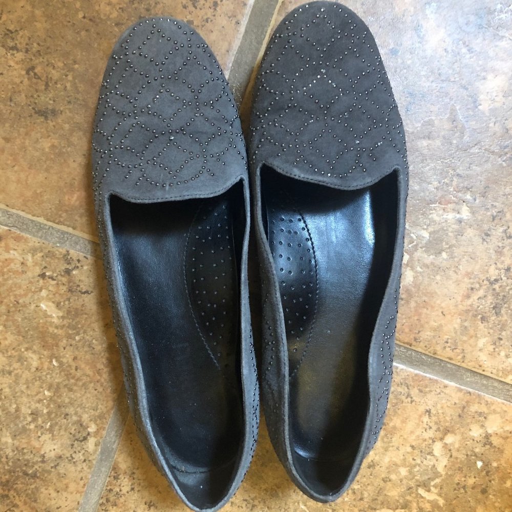 Vaneli grey suede embellished loafers- EUC -Size 7